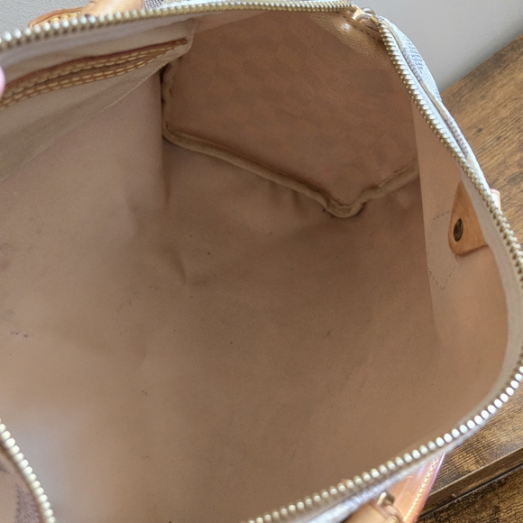 Louis vuitton Boston Checkered Top-Handle Satchel in Light Gray and Tan - Picture 9 of 13